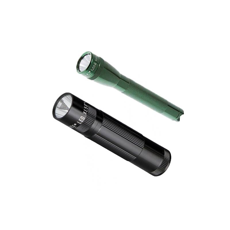 Maglite Pack de DEUX lampes torche :  lampe torche XL50 LED Noir + lampe torche Mini R6 Vert + piles