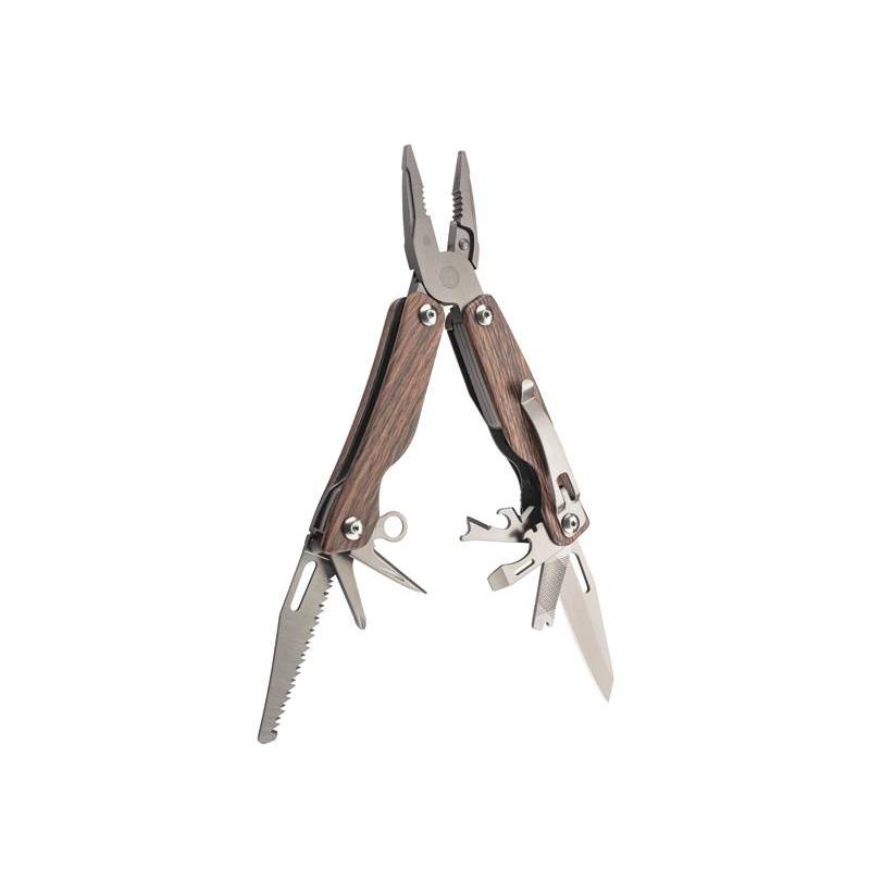 Herbertz Outil Multifonctions 9P Façon Bois 10 cm Inox + Etui