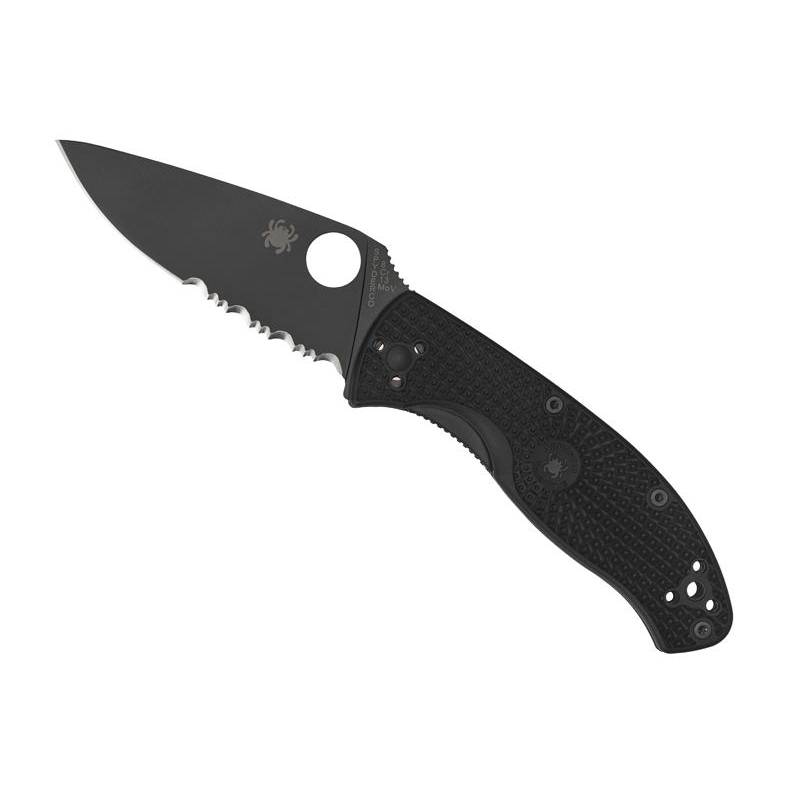 Spyderco Couteau Tenacious - Tout Noir semi-dentée