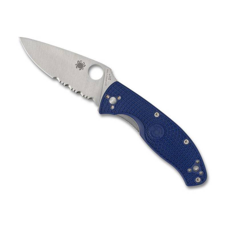Spyderco Couteau Tenacious - Bleu semi-dentée