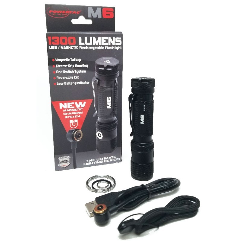 POWERTAC M6 -1 300 lumens capuchon de queue magnétique EDC light