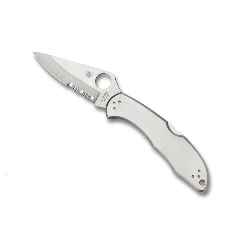Spyderco Couteau DELICA 4 Tout Inox Semi-dentée