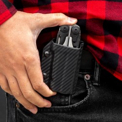 Clip & Carry Etui Kydex pour pince Leatherman Surge - Fibre Carbone noir - Image 2