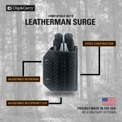 Clip & Carry Etui Kydex pour pince Leatherman Surge - Fibre Carbone noir - Image 4