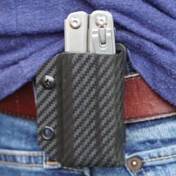Clip & Carry Etui Kydex pour Leatherman Wingman, Sidekick, Rebar, Rev - Fibre Carbone noir - Image 2