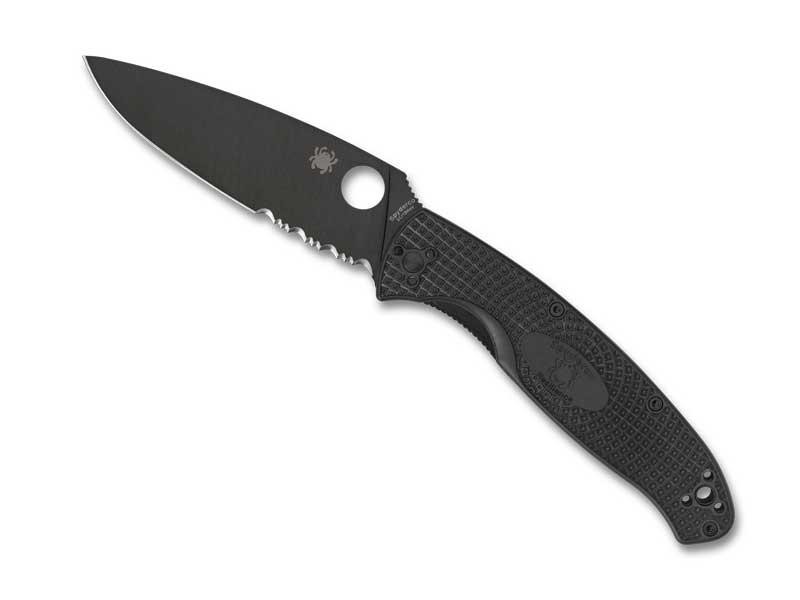 Spyderco Couteau Resilience tout noir semi-dentée