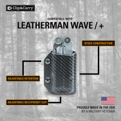 Clip & Carry Etui Kydex pour pince Leatherman Wave & Wave+ - Fibre Carbone marron - Image 2