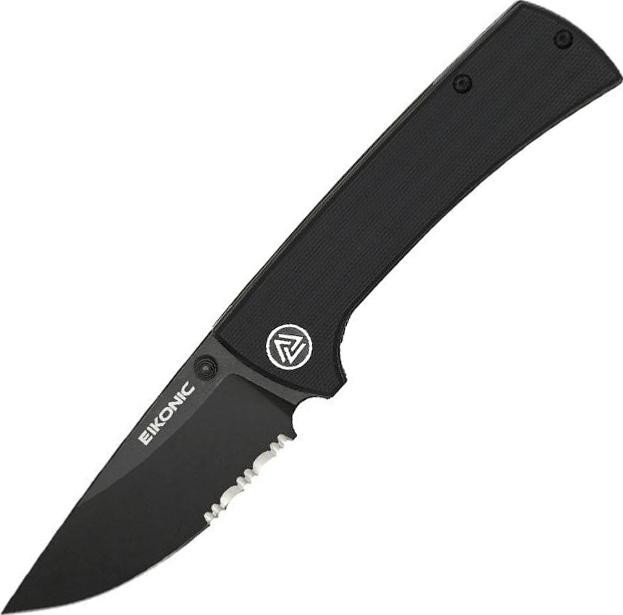 Eikonic Couteau rck9 g10 noir pvd semi-dentee