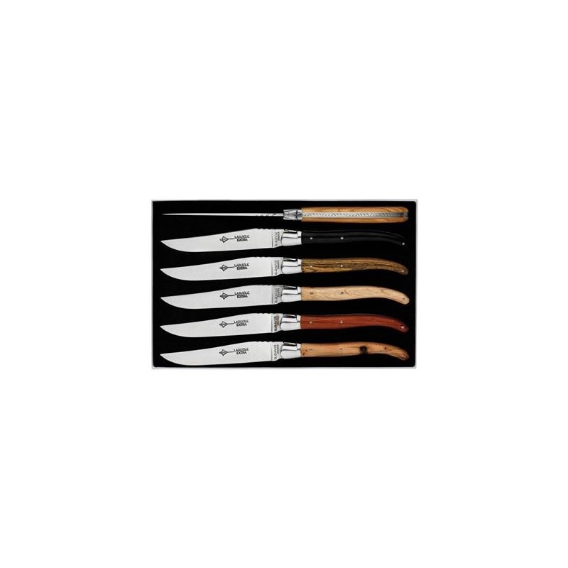G.David Cof.6 laguiole table bois assortis 23cm