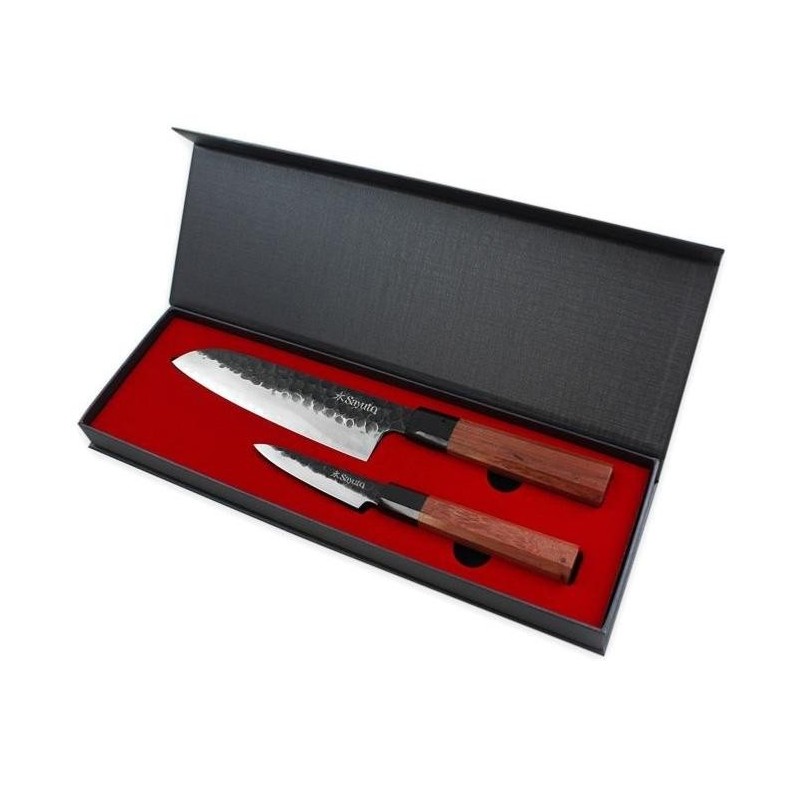 Sayuto Coffret 2 couteaux sequoia san mai (santoku + office)