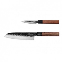 Sayuto Coffret 2 couteaux sequoia san mai (santoku + office) - Image 2