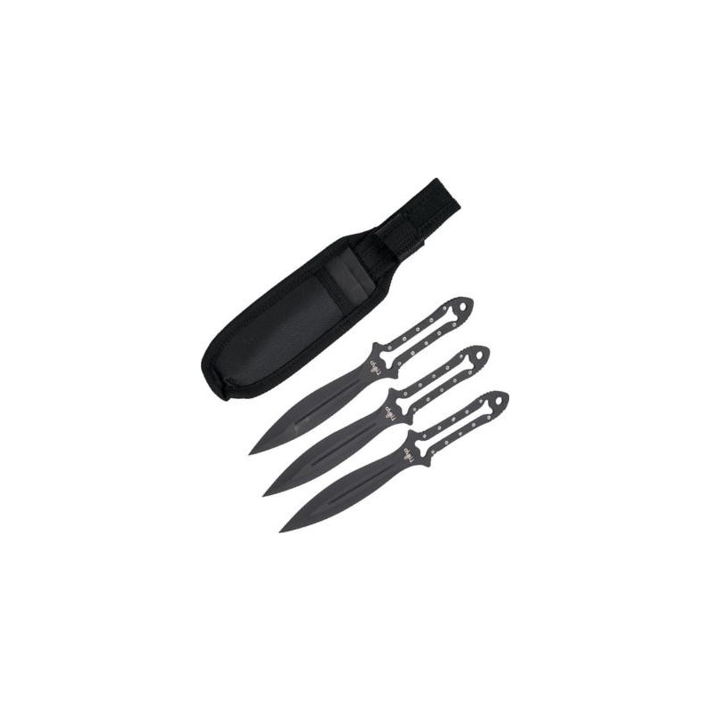 Third Jeu 3 couteaux lancer 10cm inox noir + etui