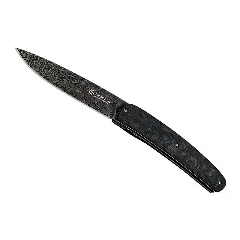 Maserin Couteau gourmet fibre de carbone noir damas