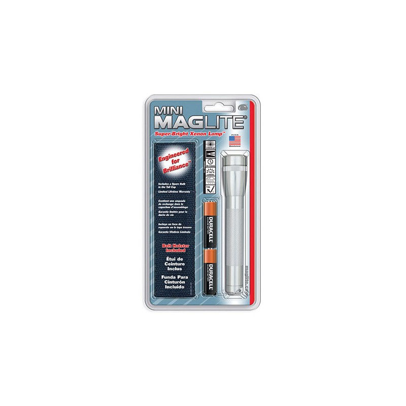 Maglite Lampe Torche Mini R6 argent avec étui livrée en blister Holster pack