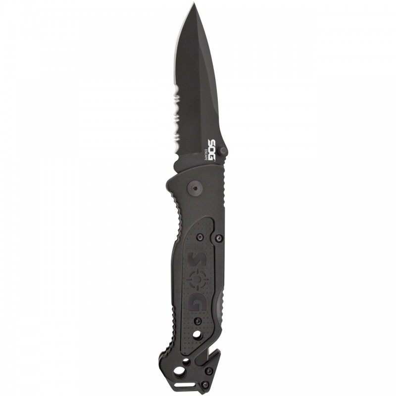 SOG Escape - clip point, black, serrated