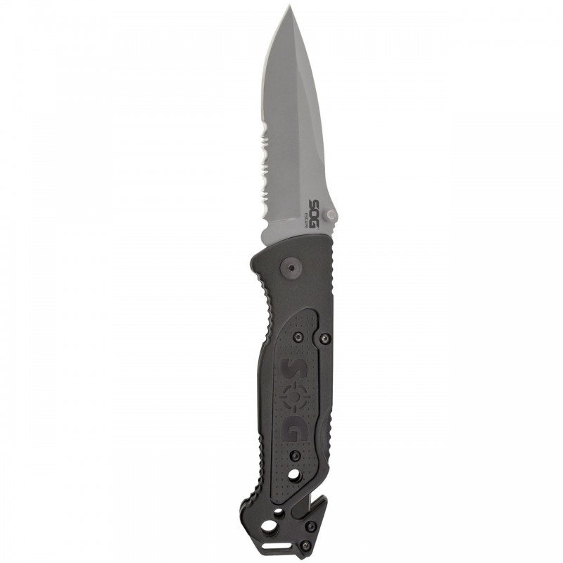 SOG Escape - clip point, satin, serrated