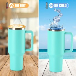 FranceOutdoor Gobelet Isotherme 1,2 L avec paille et goupillon - Bleu Turquoise - Image 3