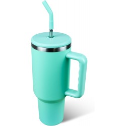 FranceOutdoor Gobelet Isotherme 1,2 L avec paille et goupillon - Bleu Turquoise - Image 2