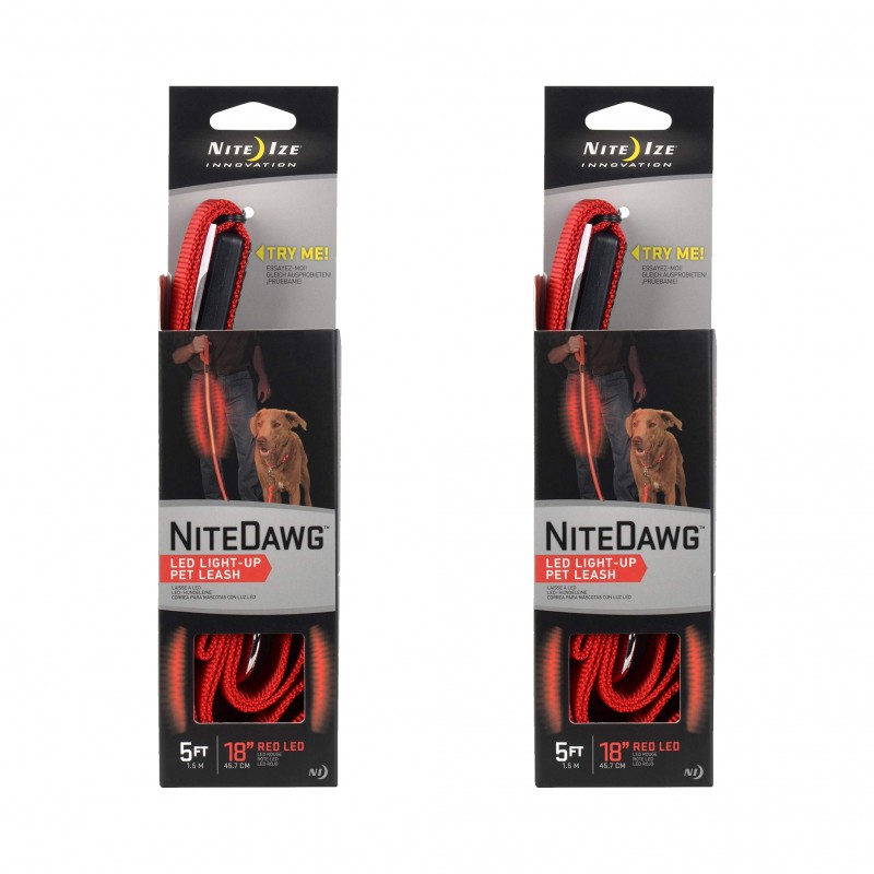 Nite Ize Lot de 2 NiteDawg Laisse Lumineuse pour Chiens