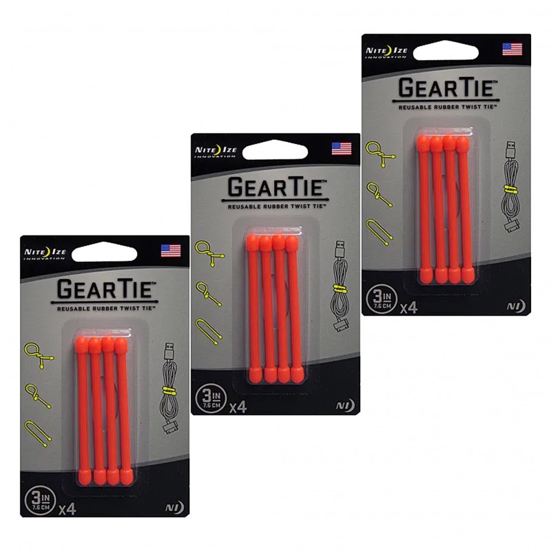 Nite Ize Lot de 3 Knot Bone Gear polyvalents 4 pcs. (7,62cm) - orange