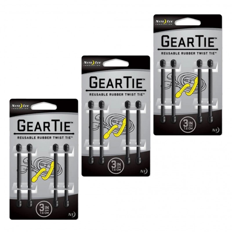 Nite Ize Lot de 3 Knot Bone Gear polyvalents 4 pcs. (7,62 cm) - noir