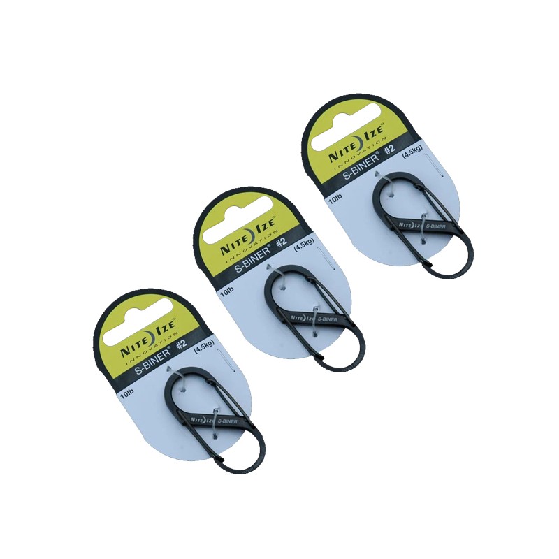 Nite Ize Lot de 3 Mousquetons Noir pour objet jusqu'à 4.5 kg
