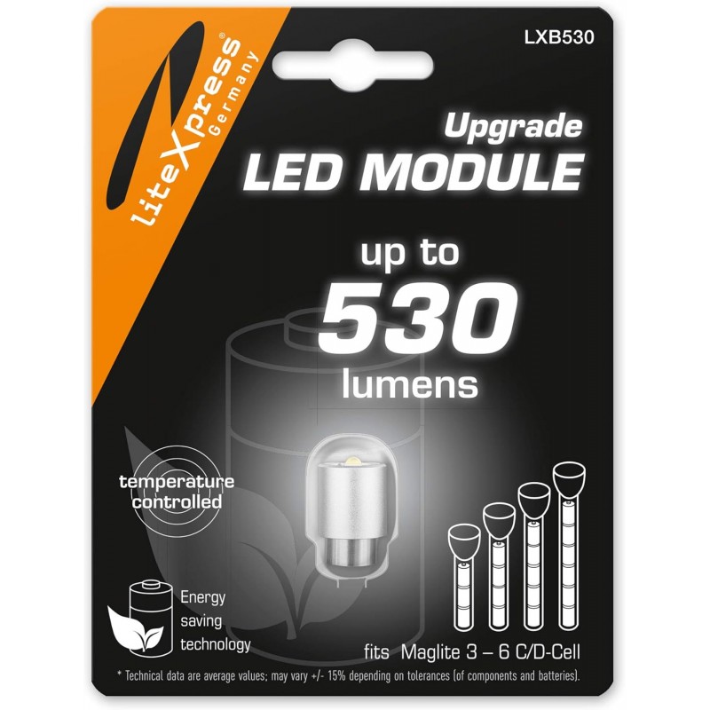 LiteXpress LED Upgrade 530 lumens pour Maglite 3 à 6 piles C ou D