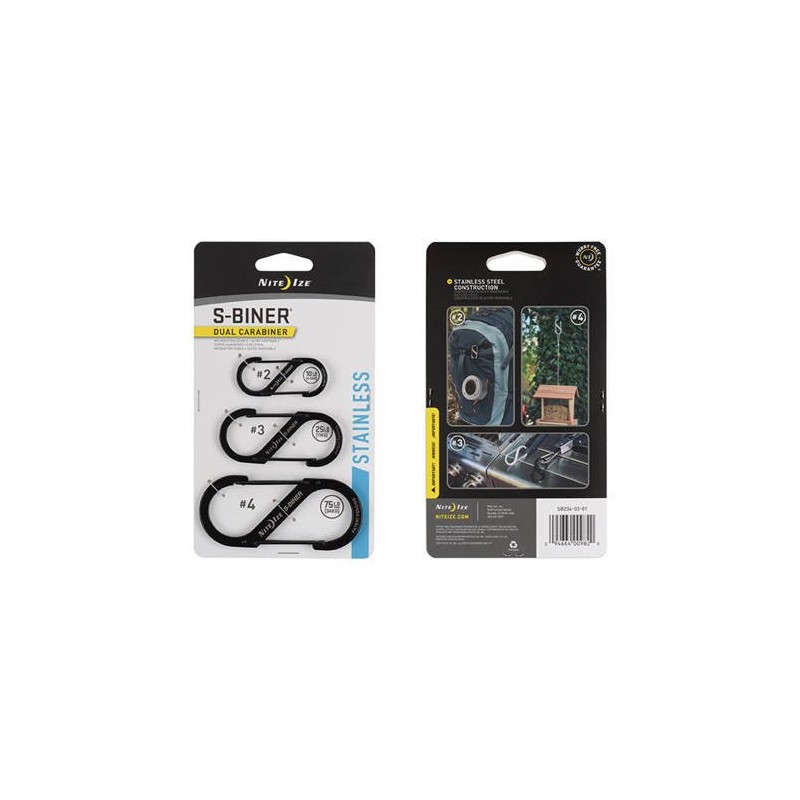 Nite Ize Ensemble de mousquetons S-Biner 2, 3, 4 - Noir