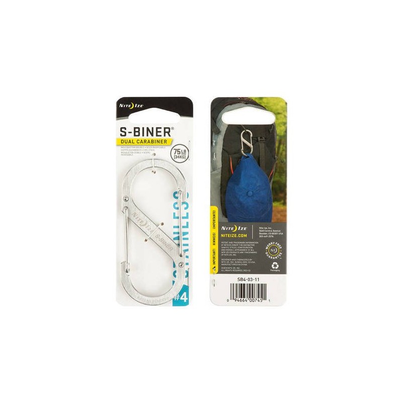 Nite Ize Mousqueton S-Biner 4 - Acier inoxydable