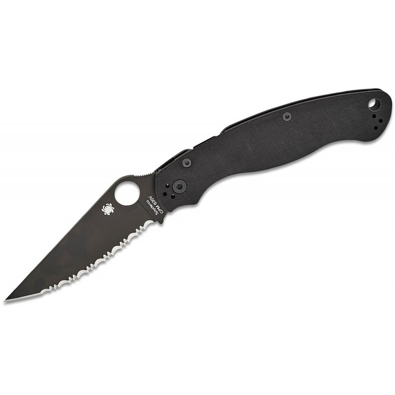Spyderco Couteau Military 2 G10 Tout Noir A Dents