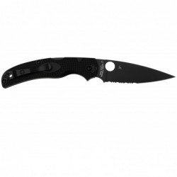 Spyderco Couteau Native Chief Tout Noir Semi-dentee - Image 2