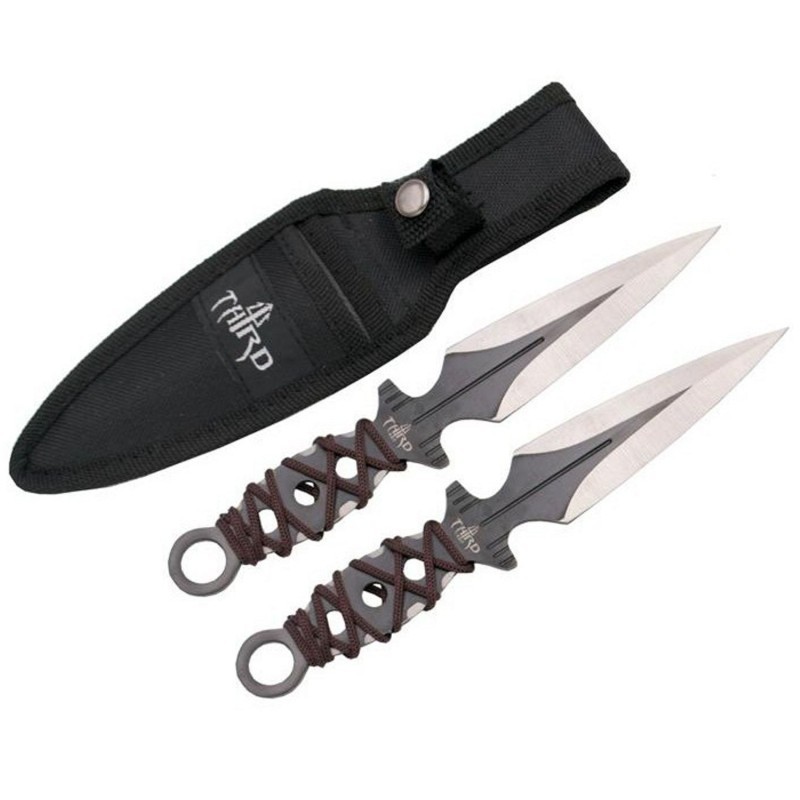 Third Jeu 2 Couteaux Lancer 11,5cm Inox + Cordelette