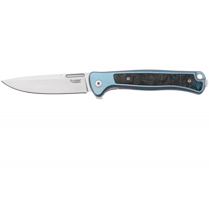 Lionsteel Couteau Skinny Titanium/fibre de Carbone Bleu