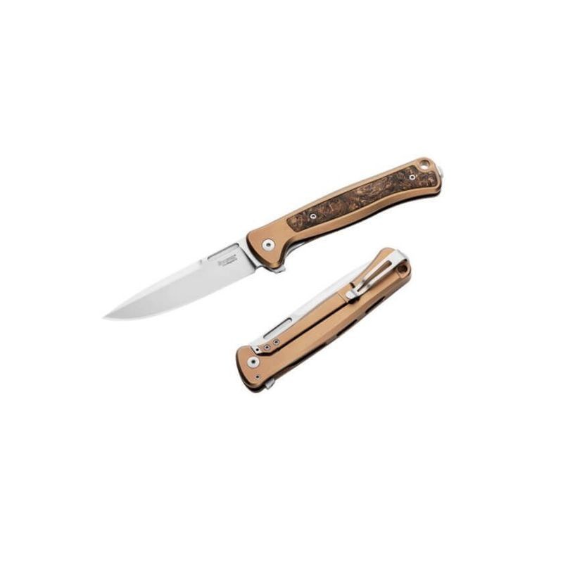 Lionsteel Couteau Skinny Titanium Bronze/fibre de Carbone Dore