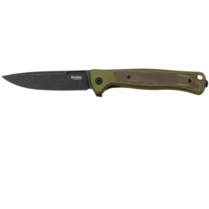 Lionsteel Couteau Skinny Aluminium/micarta Vert Blackwash