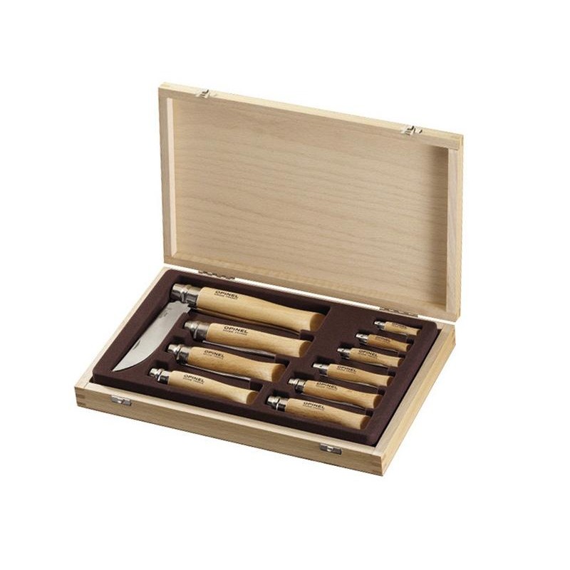 Opinel Coffret bois collection 10 couteaux Opinel inox