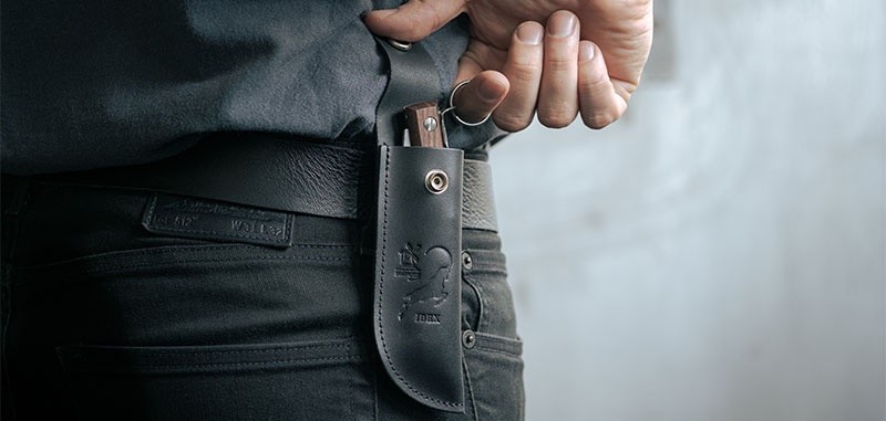 Windmuhlenmesser Etui cuir Noir