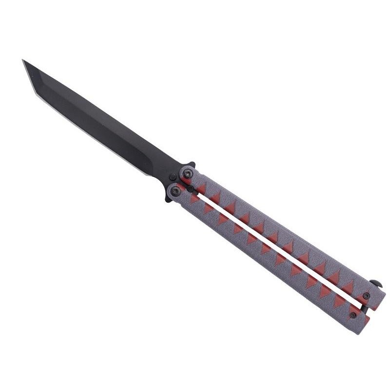 Third Couteau papillon aluminium gris/rouge 15cm inox