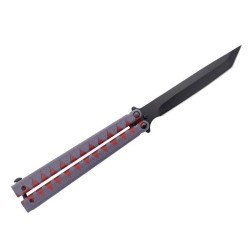 Third Couteau papillon aluminium gris/rouge 15cm inox - Image 2