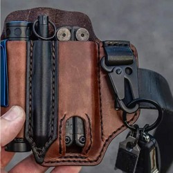 FranceOutdoor Étui cuir pour pinces Leatherman et lampe de poche - Marron - Image 3