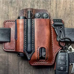 FranceOutdoor Étui cuir pour pinces Leatherman et lampe de poche - Marron - Image 2