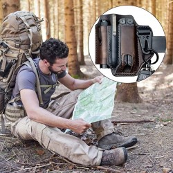 FranceOutdoor Étui cuir pour pinces Leatherman et lampe de poche - Marron - Image 4
