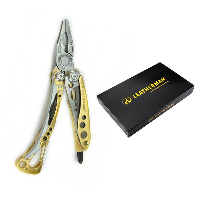 Leatherman - Coffret Cadeau : Collector - Outil multifonction Skeletool Gold - Livré avec étui cuir noir.